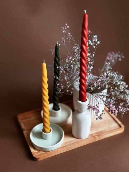 Набір різнокольорових столових свічок "Harmony", 3 шт 050424-01 фото