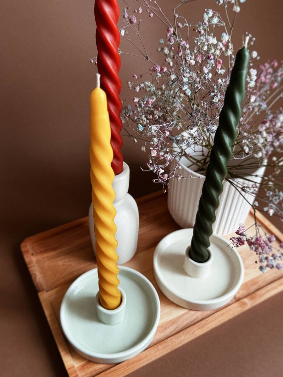 Набір різнокольорових столових свічок "Harmony", 3 шт 050424-01 фото